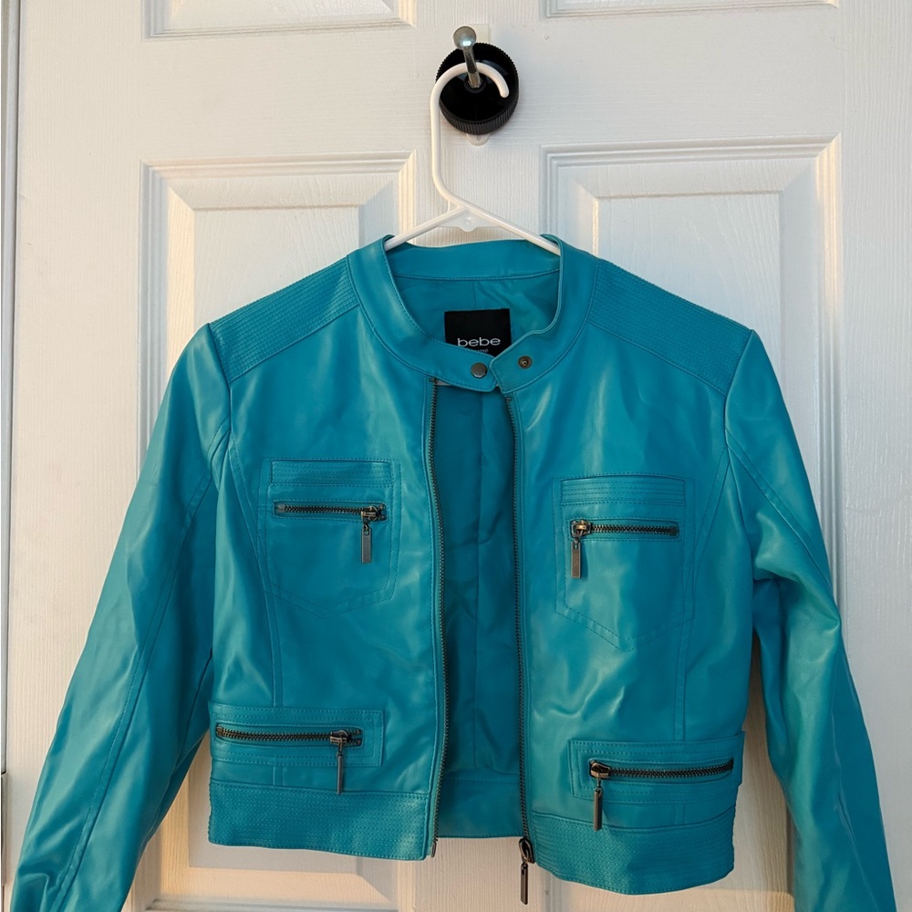 Bebe Turquoise Leather Jacket for Women
